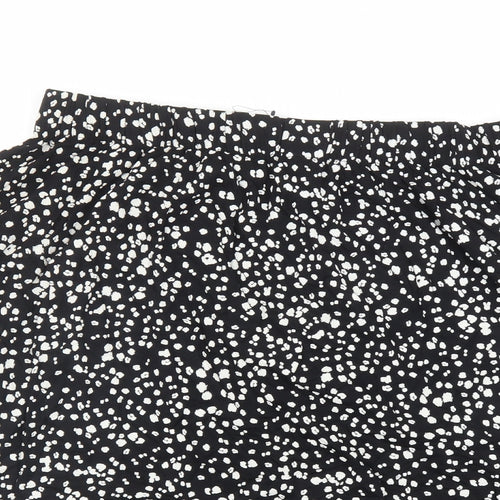 Marks and Spencer Womens Black Geometric Viscose Swing Skirt Size 16 - Elasticated Waist
