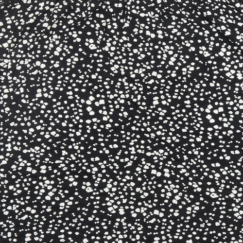 Marks and Spencer Womens Black Geometric Viscose Swing Skirt Size 16 - Elasticated Waist