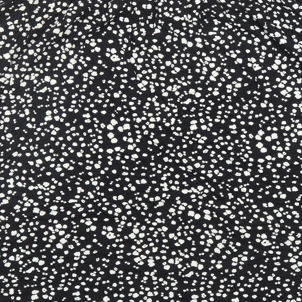 Marks and Spencer Womens Black Geometric Viscose Swing Skirt Size 16 - Elasticated Waist