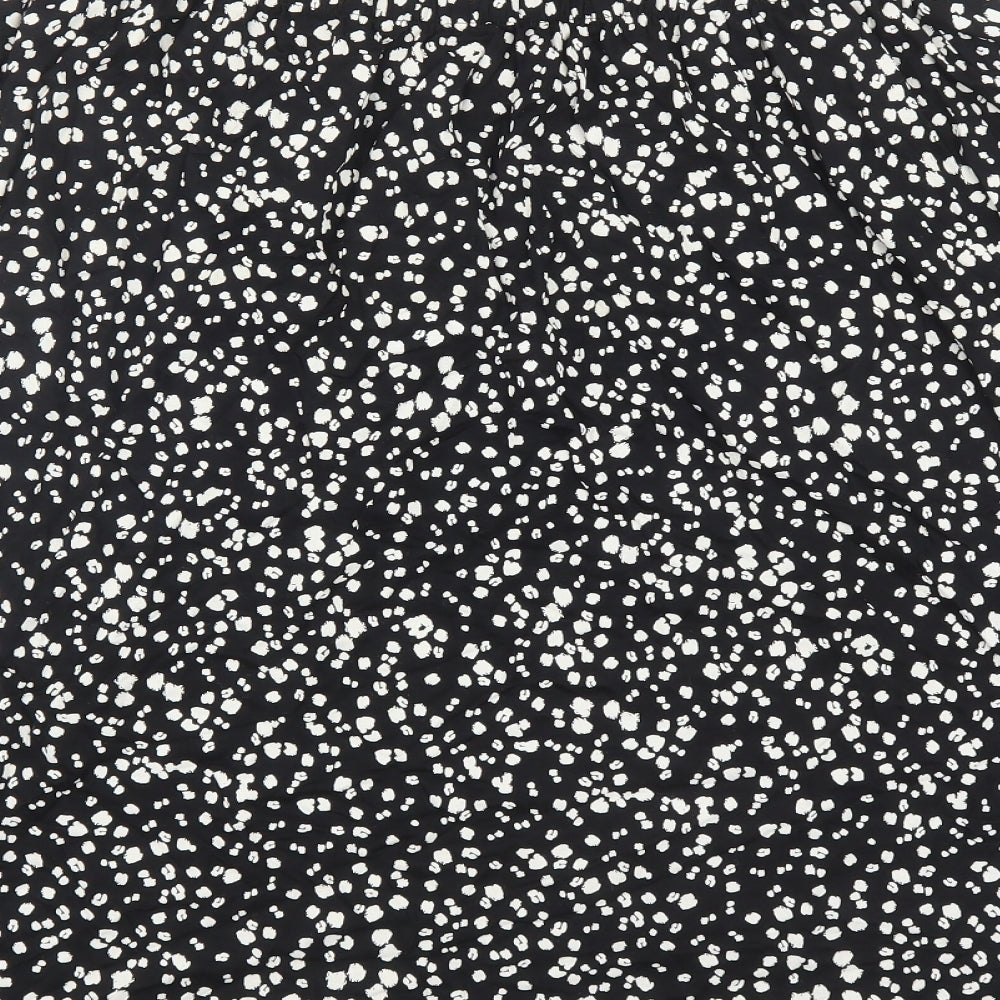 Marks and Spencer Womens Black Geometric Viscose Swing Skirt Size 14 - Elasticated Waist