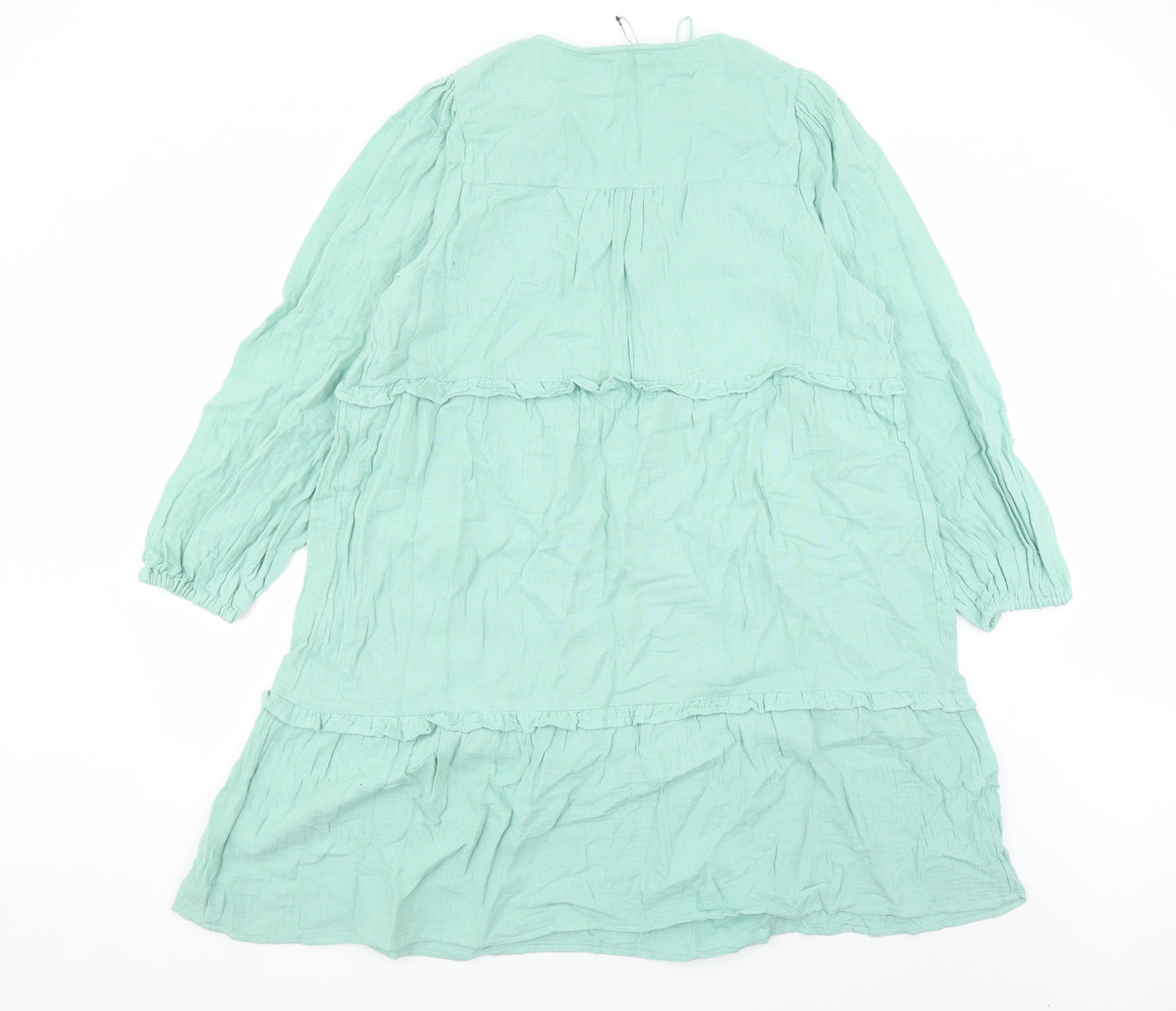 Marks and Spencer Womens Green Cotton A-Line Size 20 V-Neck Pullover