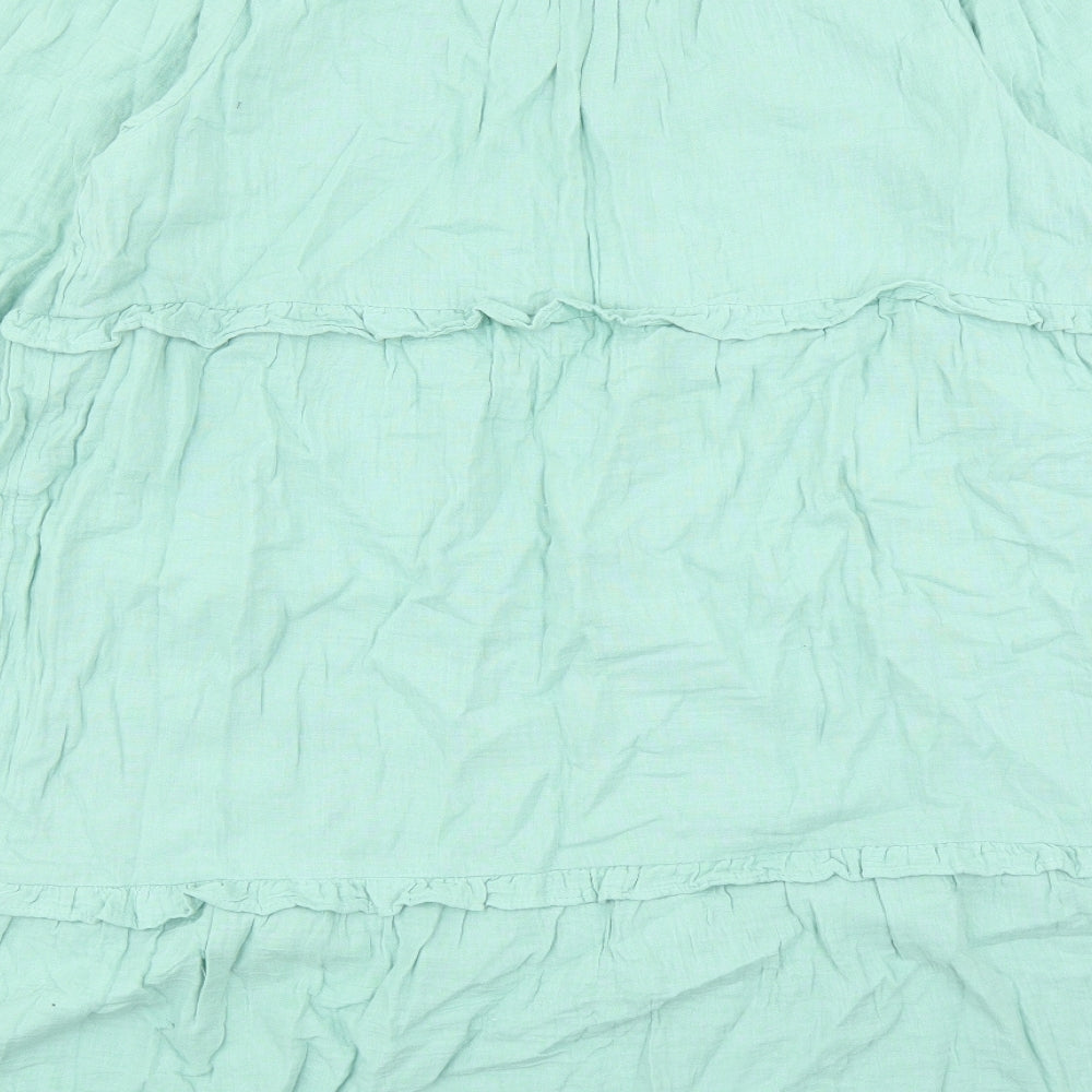 Marks and Spencer Womens Green Cotton A-Line Size 20 V-Neck Pullover