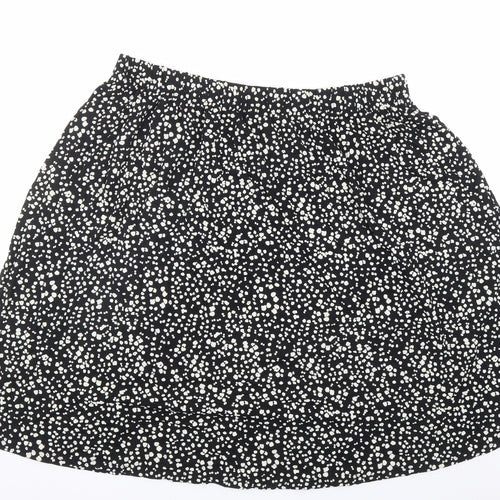 Marks and Spencer Womens Black Geometric Viscose Swing Skirt Size 22 - Elasticated Waist