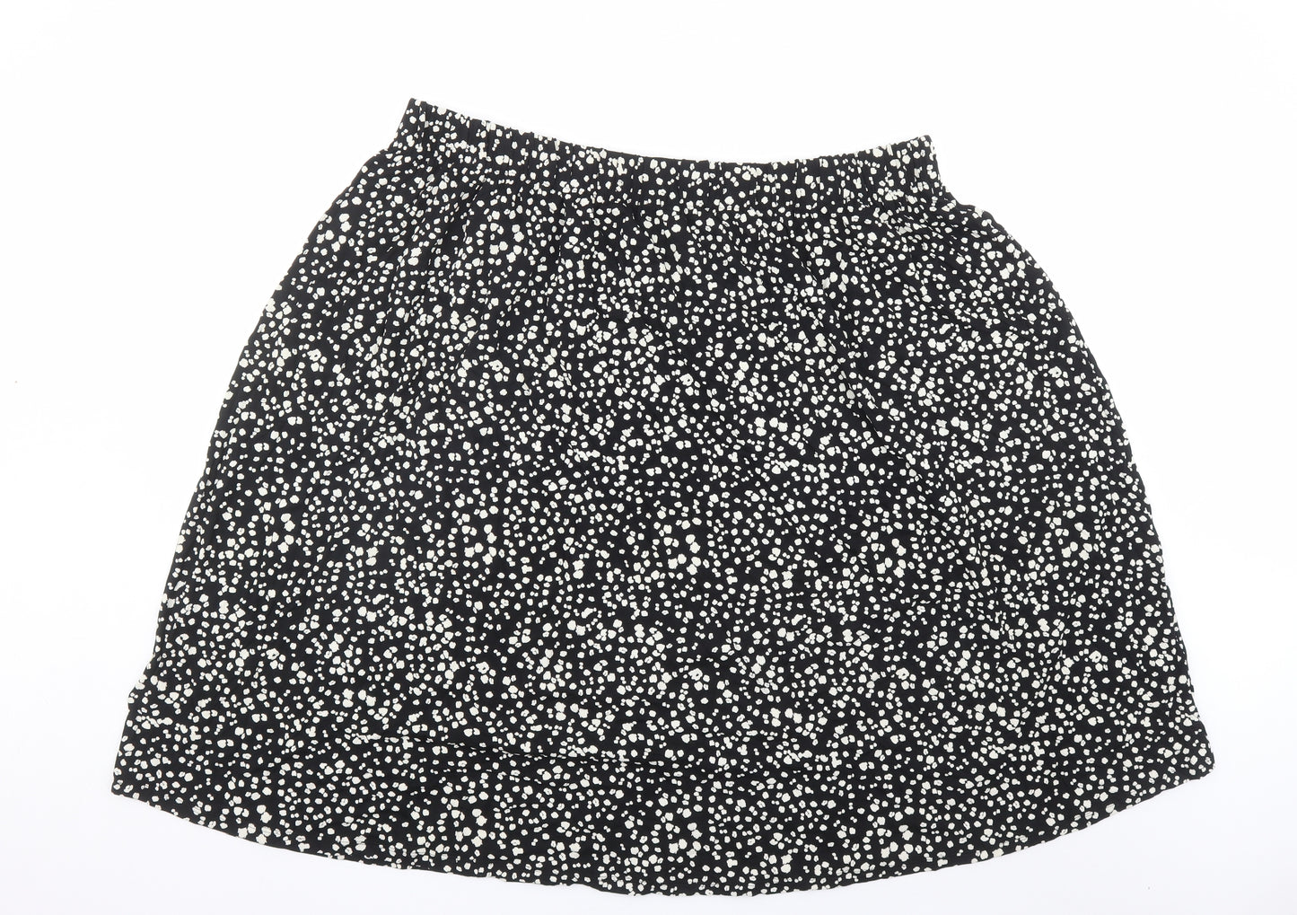 Marks and Spencer Womens Black Geometric Viscose Swing Skirt Size 22 - Elasticated Waist