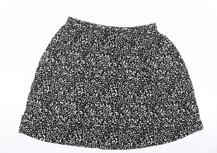 Marks and Spencer Womens Black Geometric Viscose Swing Skirt Size 22 - Elasticated Waist