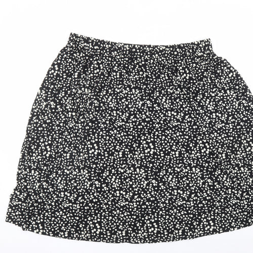 Marks and Spencer Womens Black Geometric Viscose Swing Skirt Size 22 - Elasticated Waist