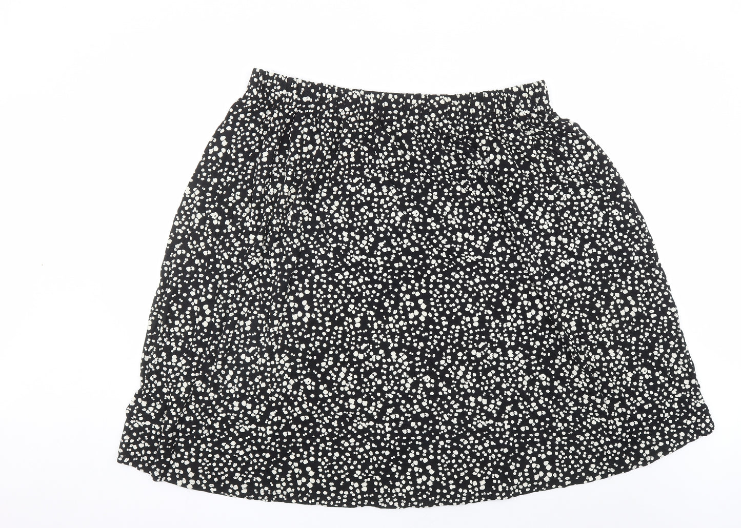 Marks and Spencer Womens Black Geometric Viscose Swing Skirt Size 22 - Elasticated Waist