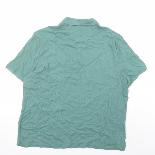 Marks and Spencer Mens Green Cotton Polo Size XL Collared Zip