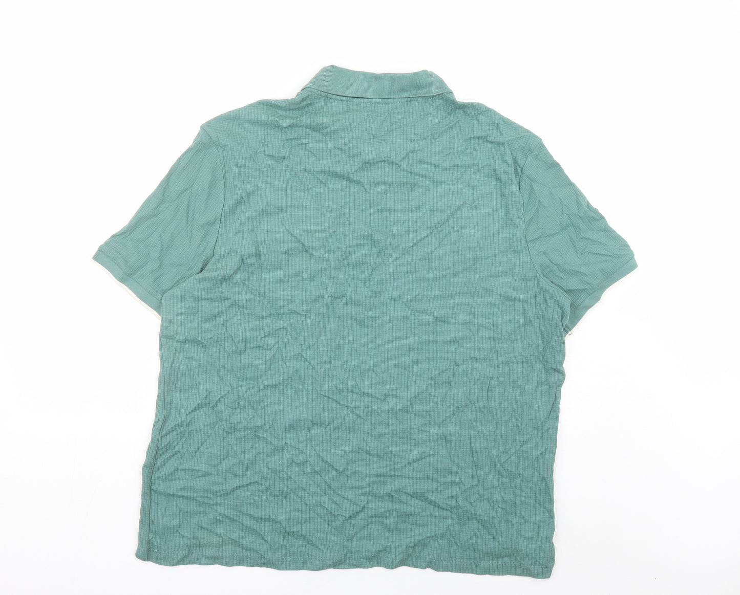Marks and Spencer Mens Green Cotton Polo Size XL Collared Zip