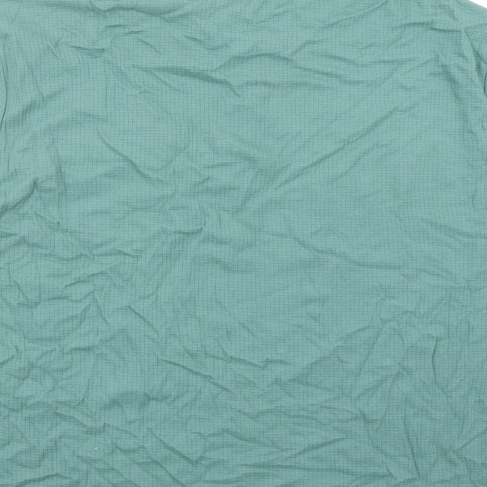 Marks and Spencer Mens Green Cotton Polo Size XL Collared Zip