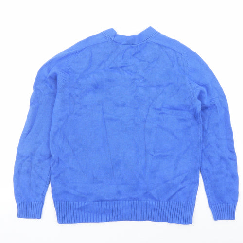 Marks and Spencer Womens Blue V-Neck Cotton Cardigan Jumper Size M