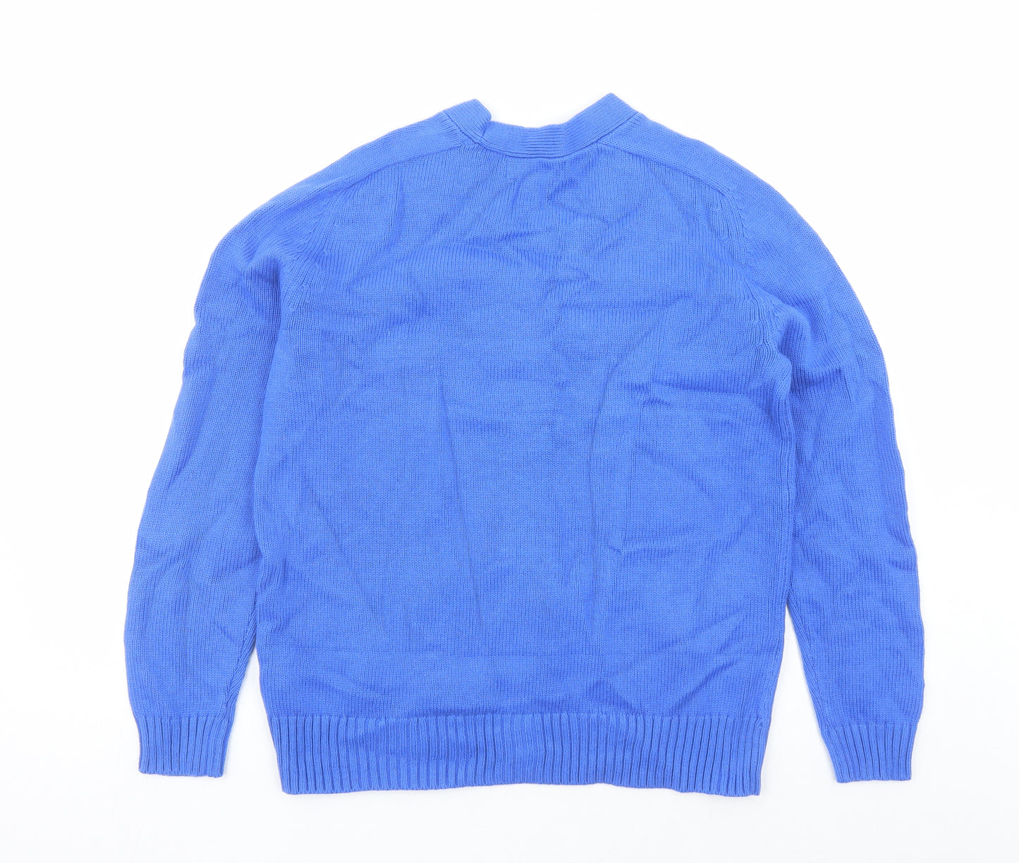 Marks and Spencer Womens Blue V-Neck Cotton Cardigan Jumper Size M