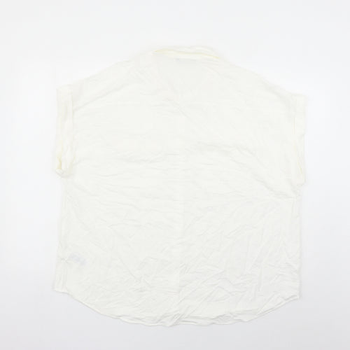 Marks and Spencer Womens White Viscose Basic Button-Up Size 18 Collared
