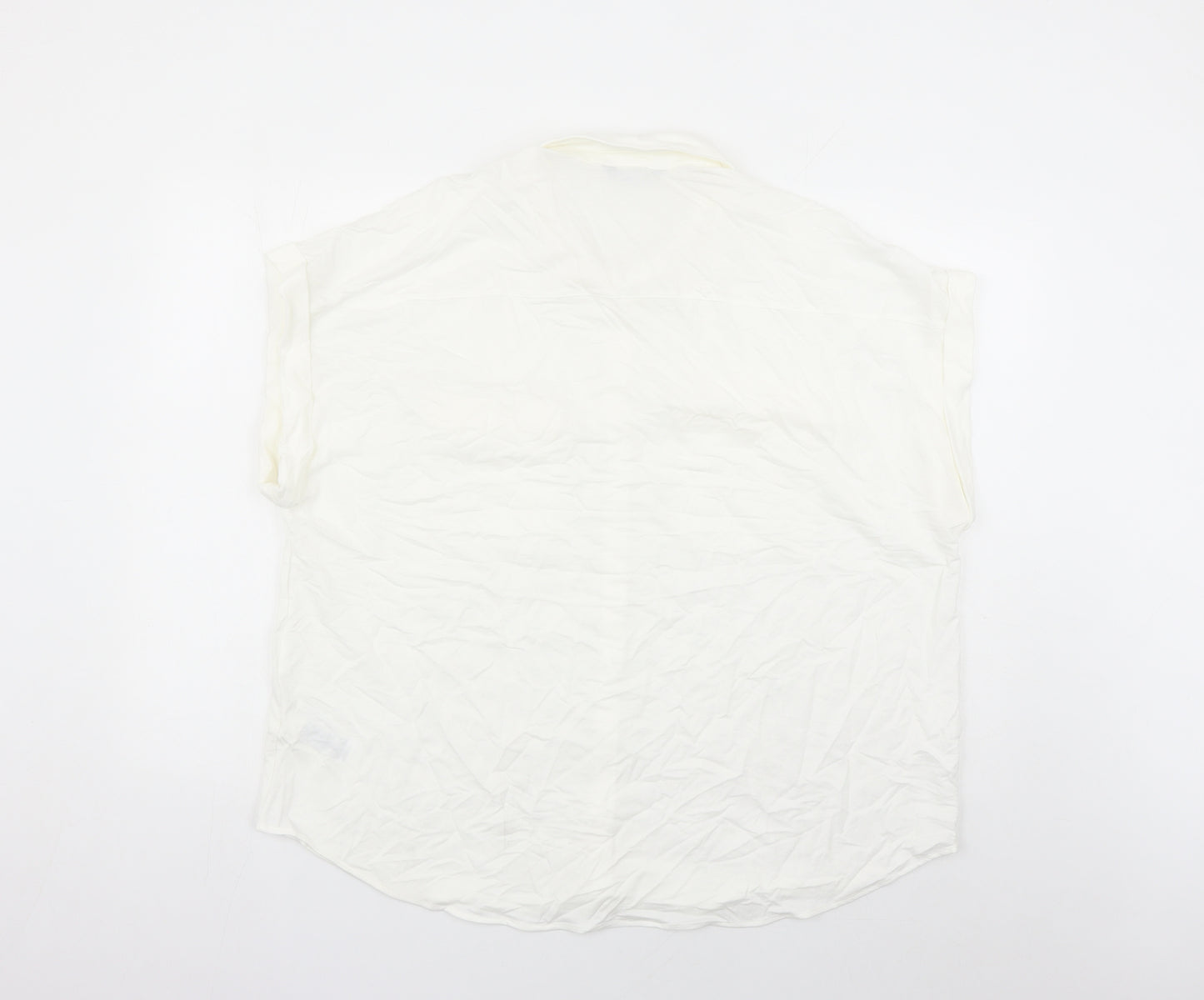 Marks and Spencer Womens White Viscose Basic Button-Up Size 18 Collared