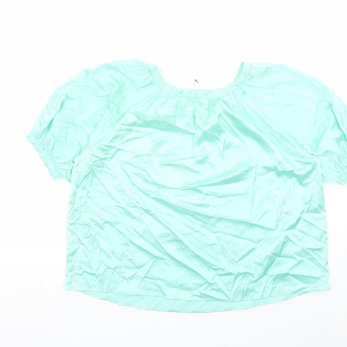 Marks and Spencer Womens Green Polyester Basic Blouse Size 12 Round Neck