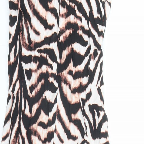 Marks and Spencer Womens Brown Animal Print Viscose A-Line Size 14 V-Neck Pullover - Tiger Pattern