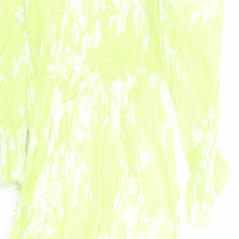 Marks and Spencer Womens Green Geometric Cotton Maxi Size 10 Round Neck Pullover