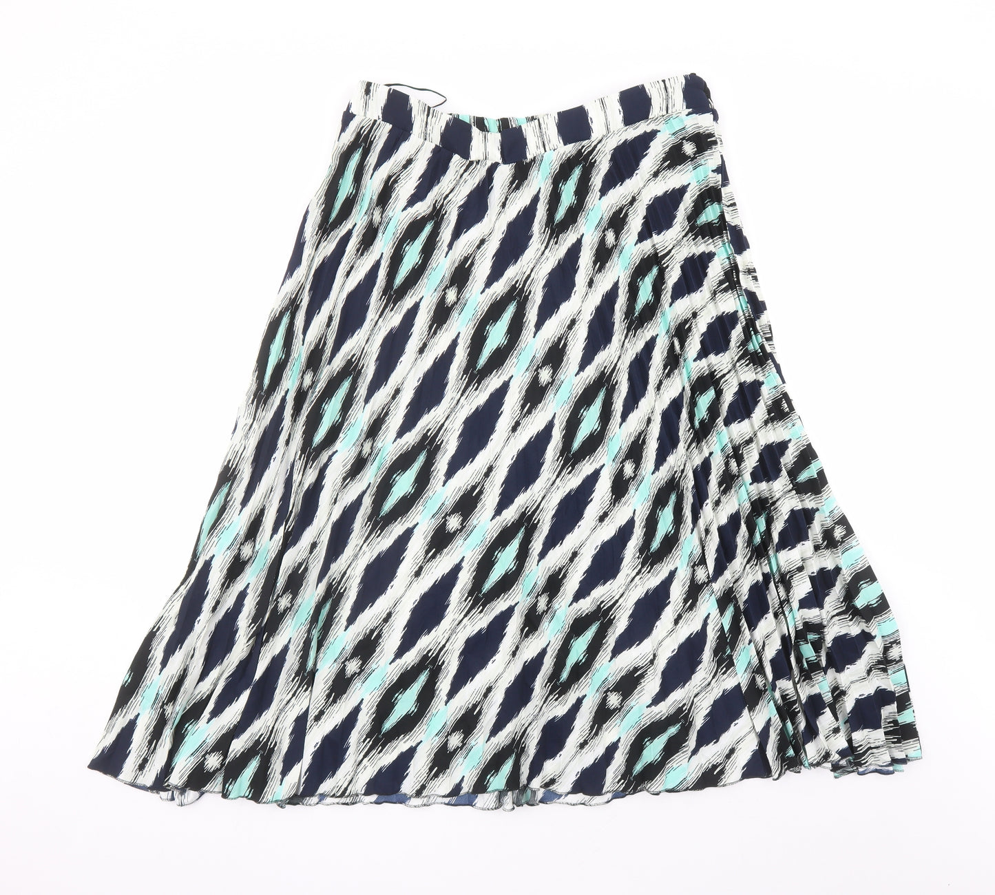 Marks and Spencer Womens Multicoloured Geometric Polyester Pleated Skirt Size 18 - Elasticated Waist
