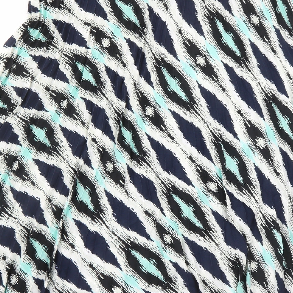 Marks and Spencer Womens Multicoloured Geometric Polyester Pleated Skirt Size 18 - Elasticated Waist