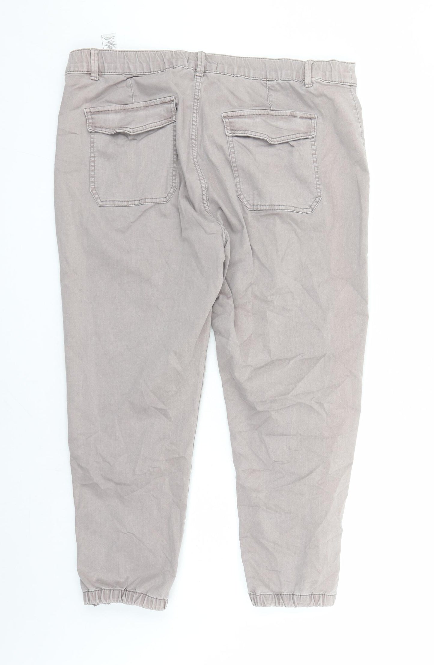 Marks and Spencer Womens Brown Cotton Straight Jeans Size 20 L27 in Regular Zip - Elasticated Waist Ankle Zip Detail