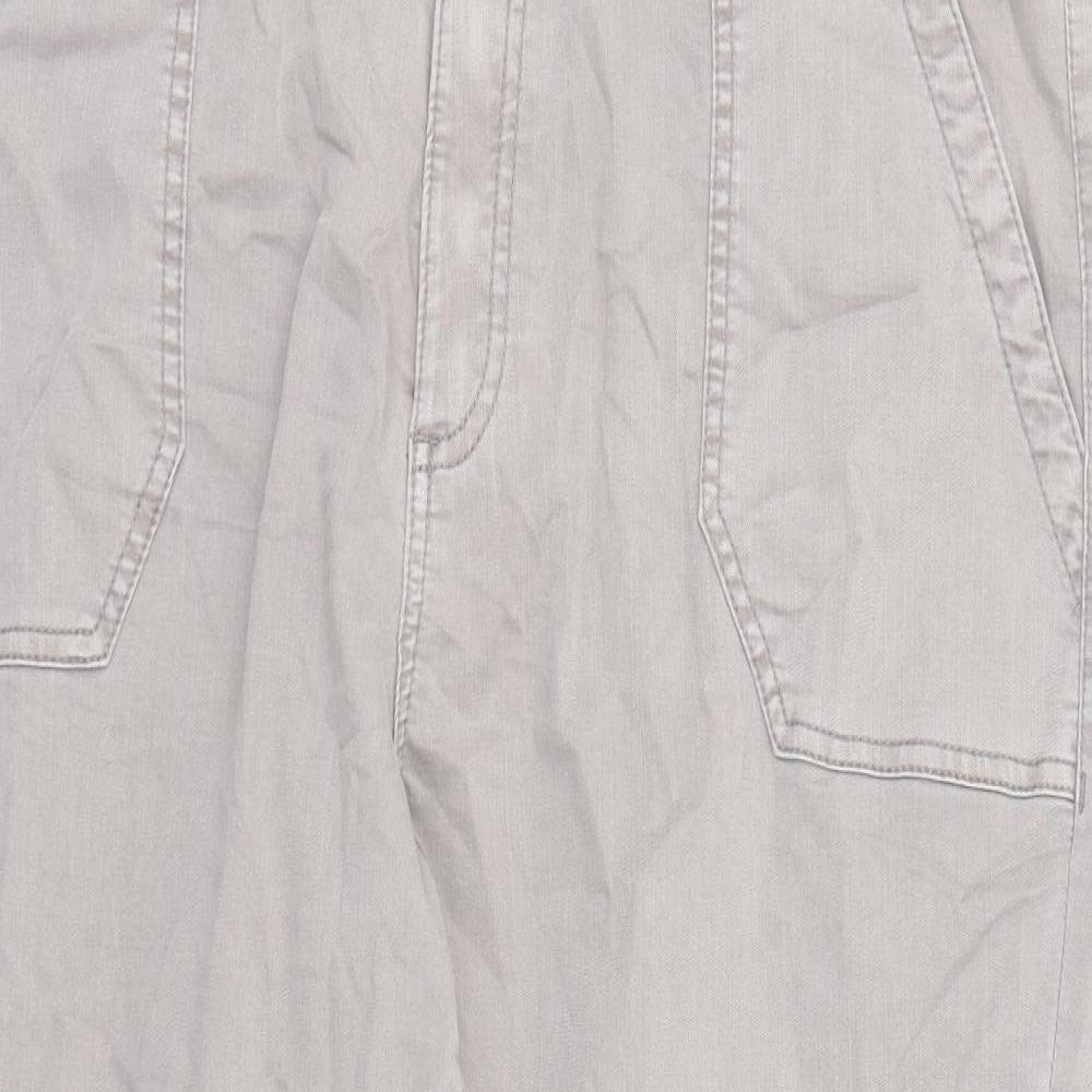 Marks and Spencer Womens Brown Cotton Straight Jeans Size 20 L27 in Regular Zip - Elasticated Waist Ankle Zip Detail