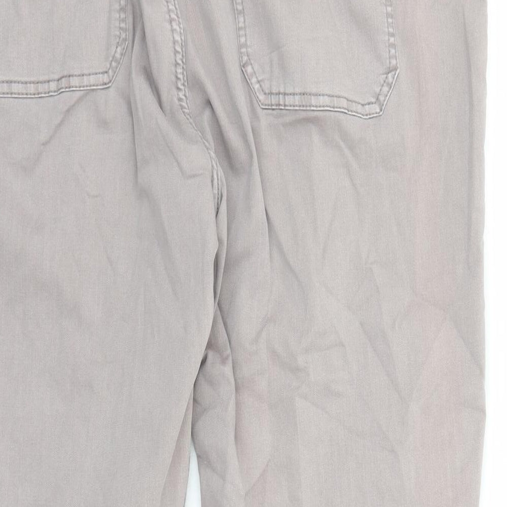 Marks and Spencer Womens Brown Cotton Straight Jeans Size 20 L27 in Regular Zip - Elasticated Waist Ankle Zip Detail