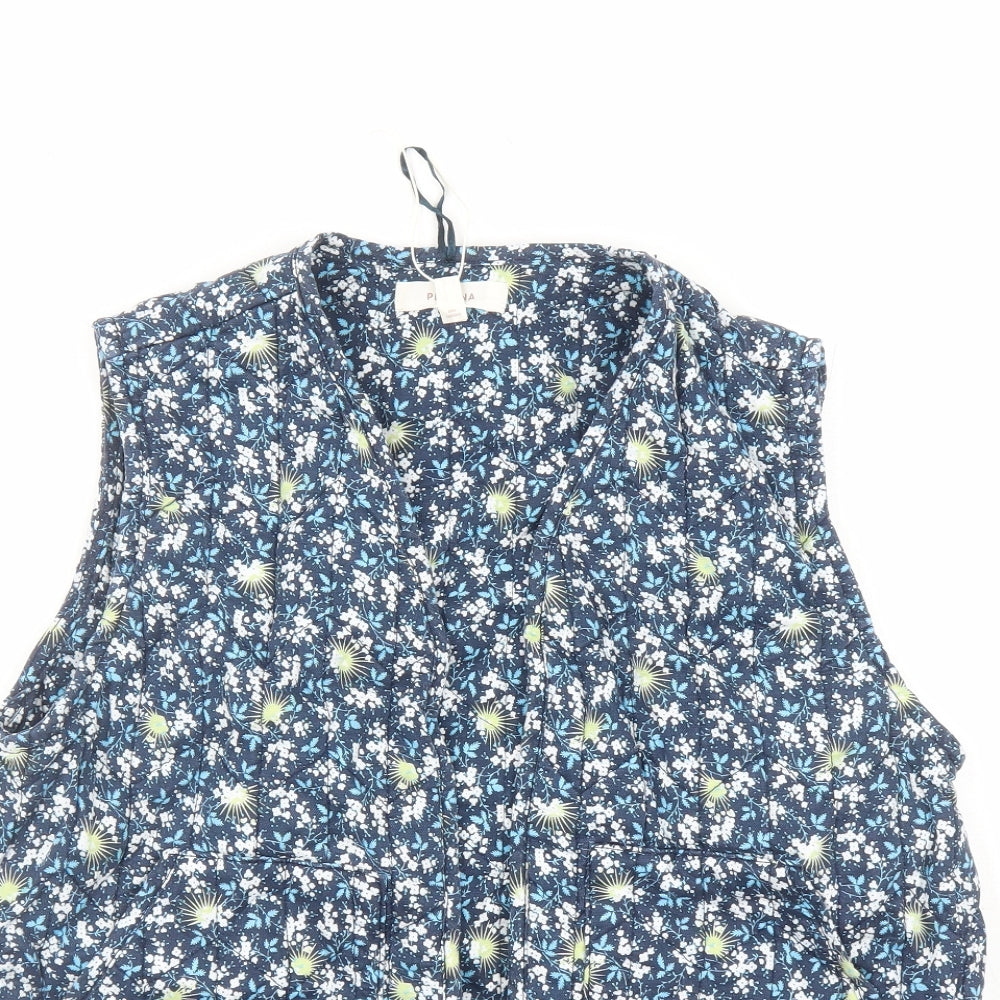Per Una Womens Blue Geometric Jacket Waistcoat Size 14