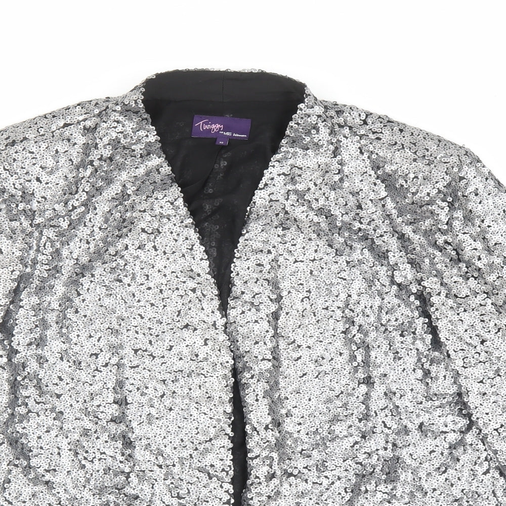 Marks and Spencer Womens Silver Jacket Size 22 - Sequin Detail