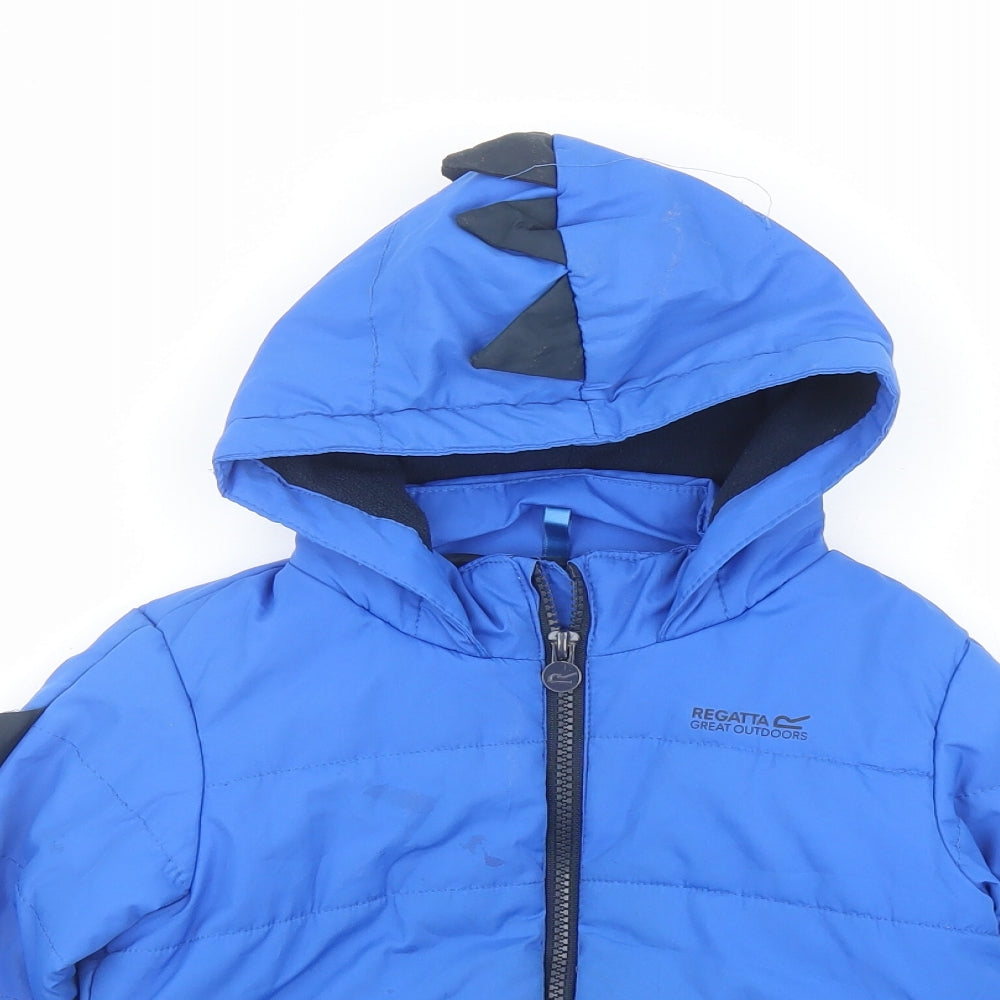 Regatta Boys Blue Rain Coat Coat Size 3-4 Years Zip - Dinosaurs