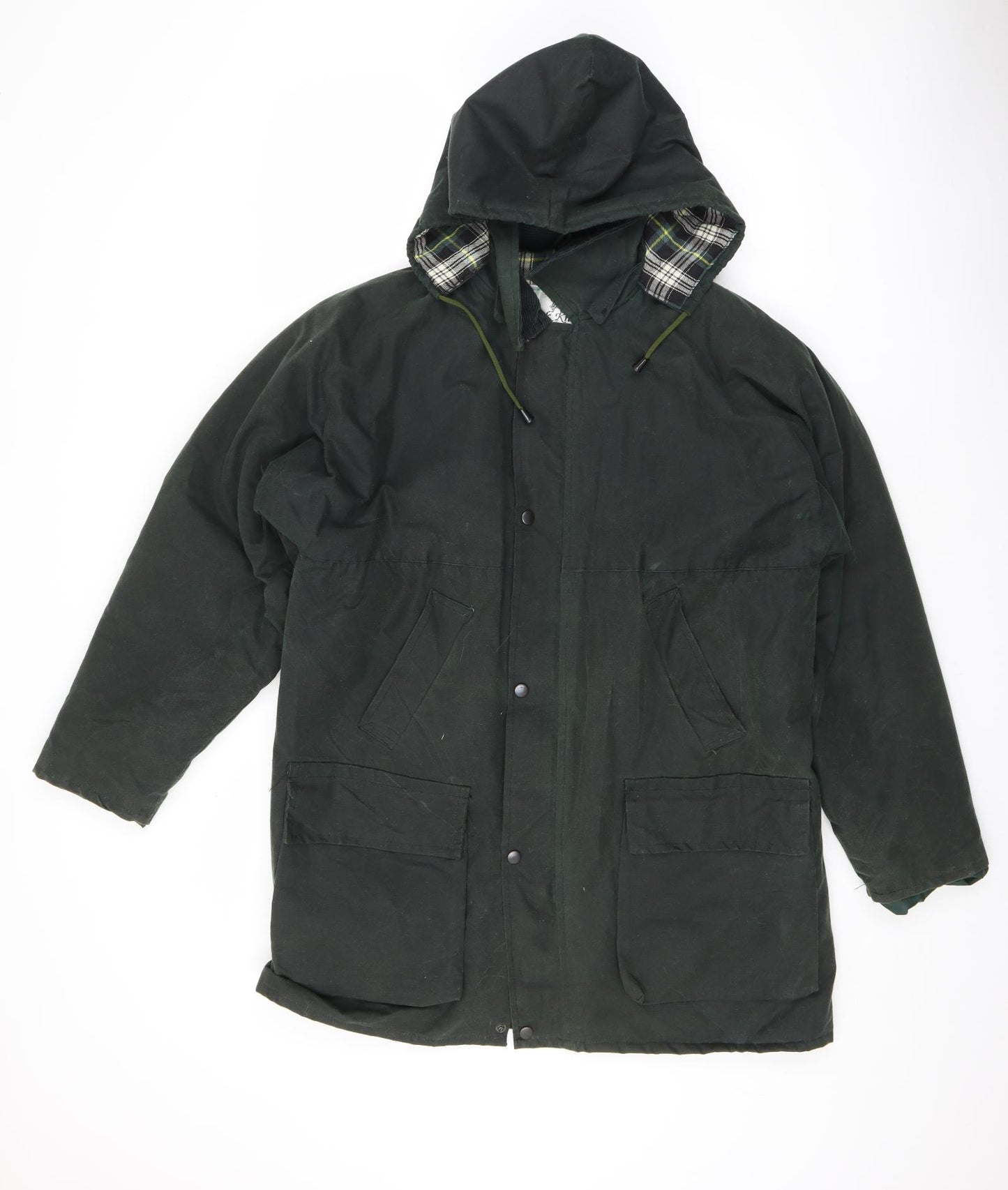 Black Knight Mens Green Overcoat Coat Size S Zip - Wax Coat