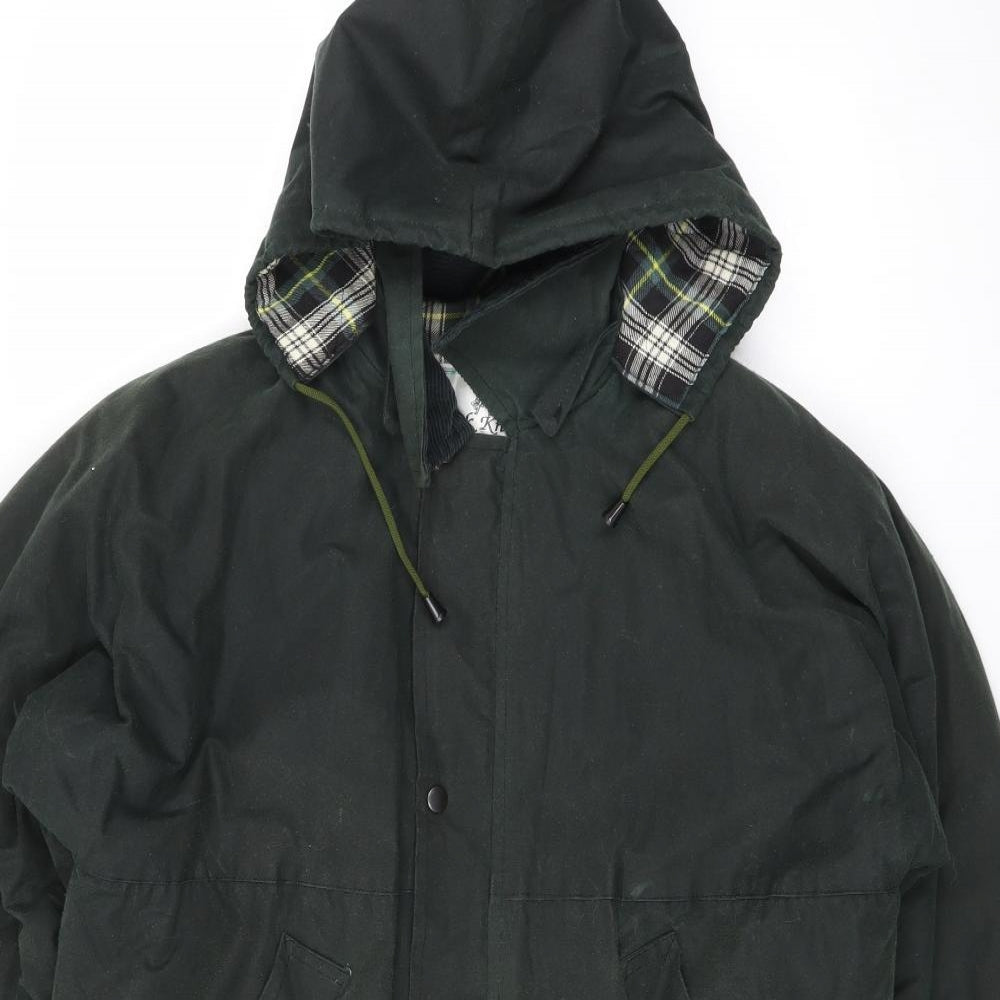 Black Knight Mens Green Overcoat Coat Size S Zip - Wax Coat