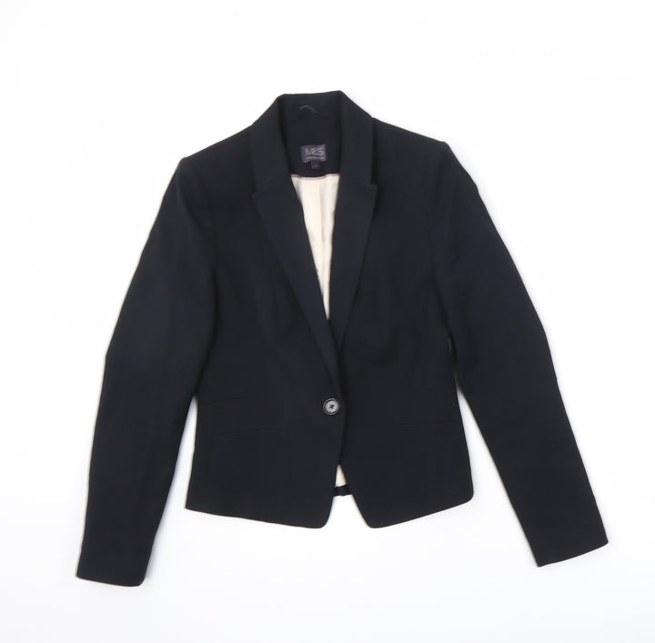 Marks and Spencer Womens Black Jacket Blazer Size 8 Button