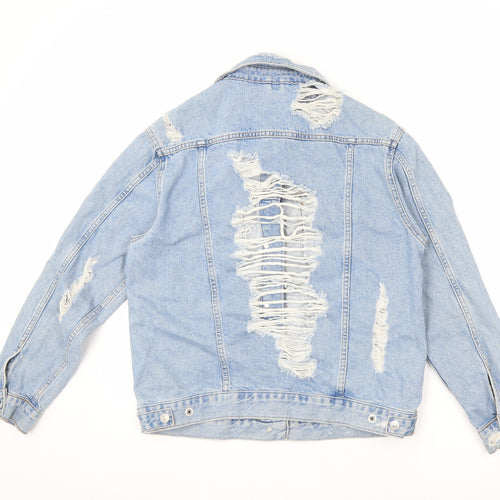 Topshop Womens Blue Jacket Size 8 Button - Distressed