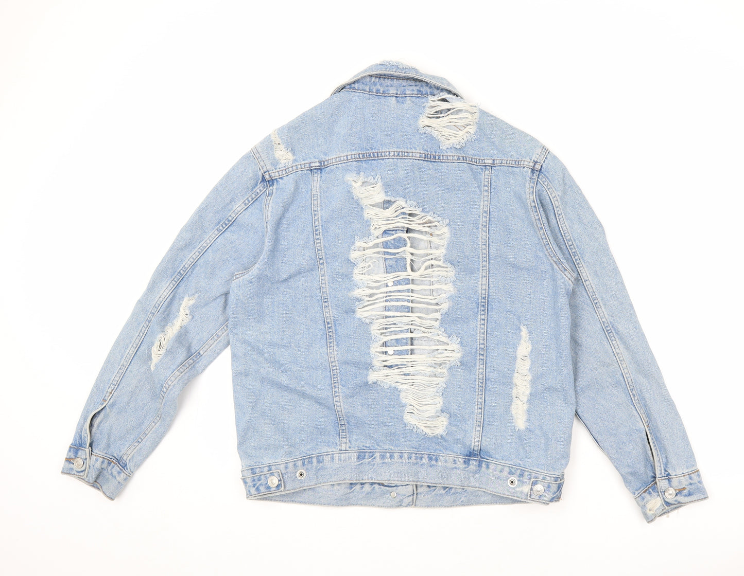 Topshop Womens Blue Jacket Size 8 Button - Distressed