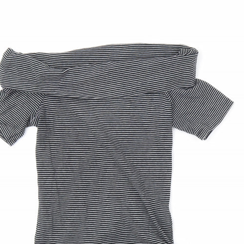 Miss Selfridge Womens Black Striped Cotton Bodysuit One-Piece Size 8 Snap