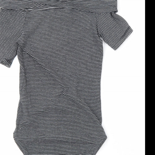Miss Selfridge Womens Black Striped Cotton Bodysuit One-Piece Size 8 Snap