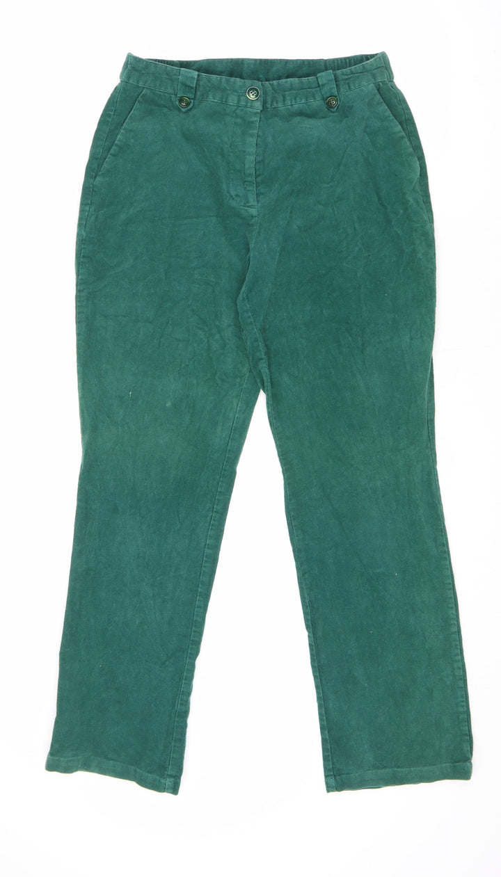 Damart Womens Green Cotton Trousers Size 27 in L28 in Regular Zip