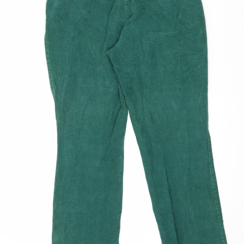 Damart Womens Green Cotton Trousers Size 27 in L28 in Regular Zip