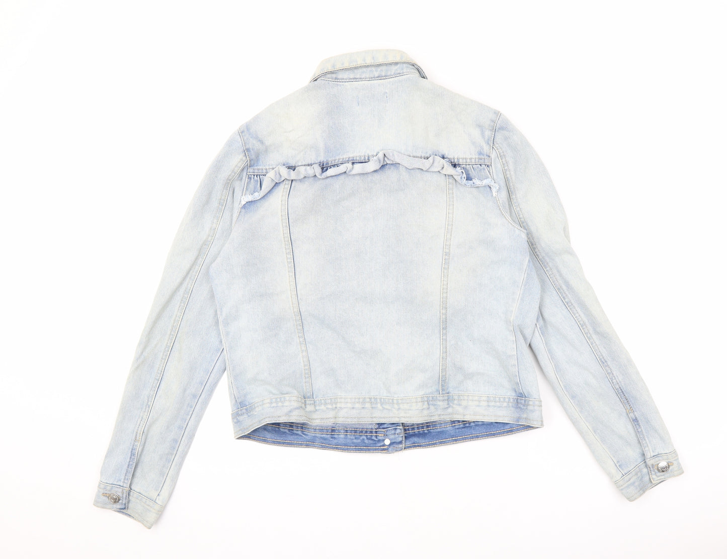 /Denim Womens Blue Jacket Size 14 Button - Ruffles