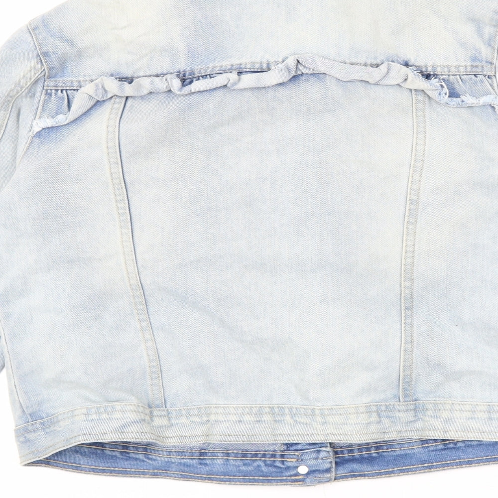/Denim Womens Blue Jacket Size 14 Button - Ruffles