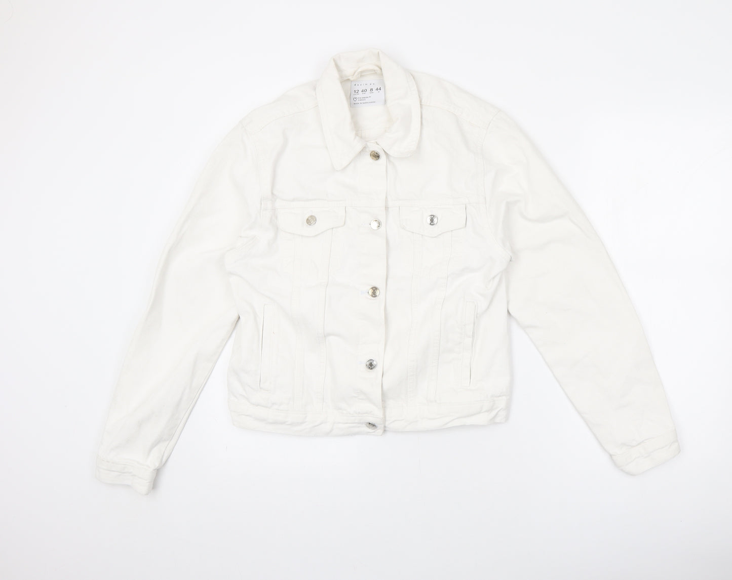 Denim & Co. Womens Ivory Jacket Size 12 Button