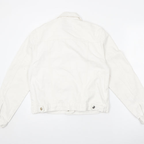 Denim & Co. Womens Ivory Jacket Size 12 Button