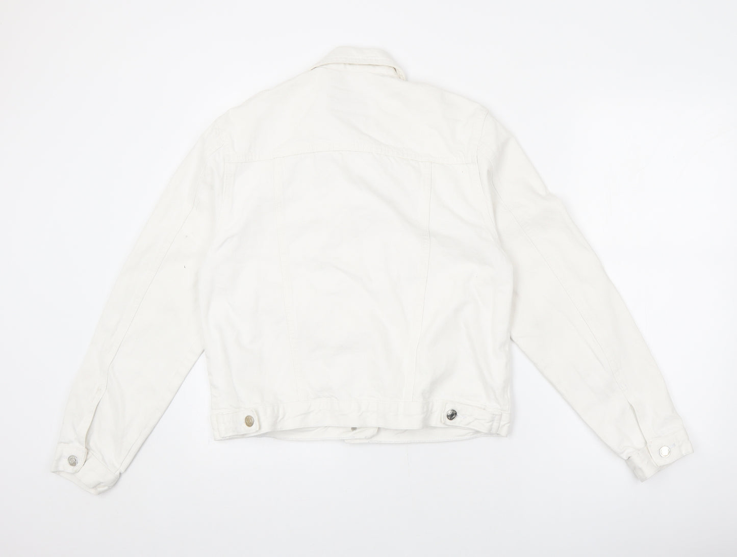 Denim & Co. Womens Ivory Jacket Size 12 Button