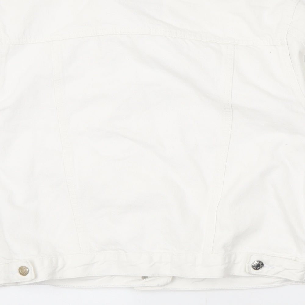Denim & Co. Womens Ivory Jacket Size 12 Button