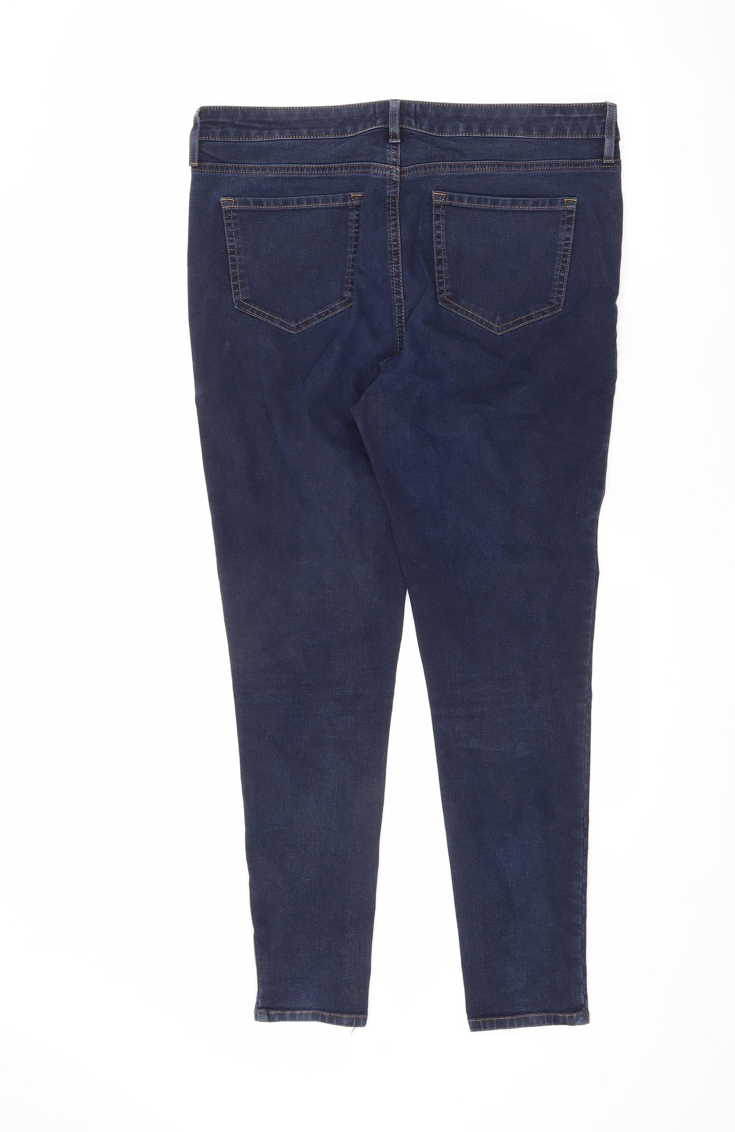 F&F Womens Blue Cotton Skinny Jeans Size 16 L26.5 in Regular Zip