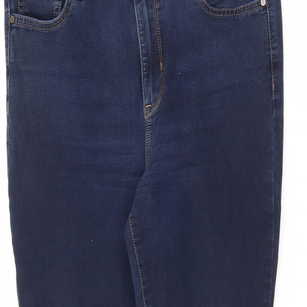 F&F Womens Blue Cotton Skinny Jeans Size 16 L26.5 in Regular Zip
