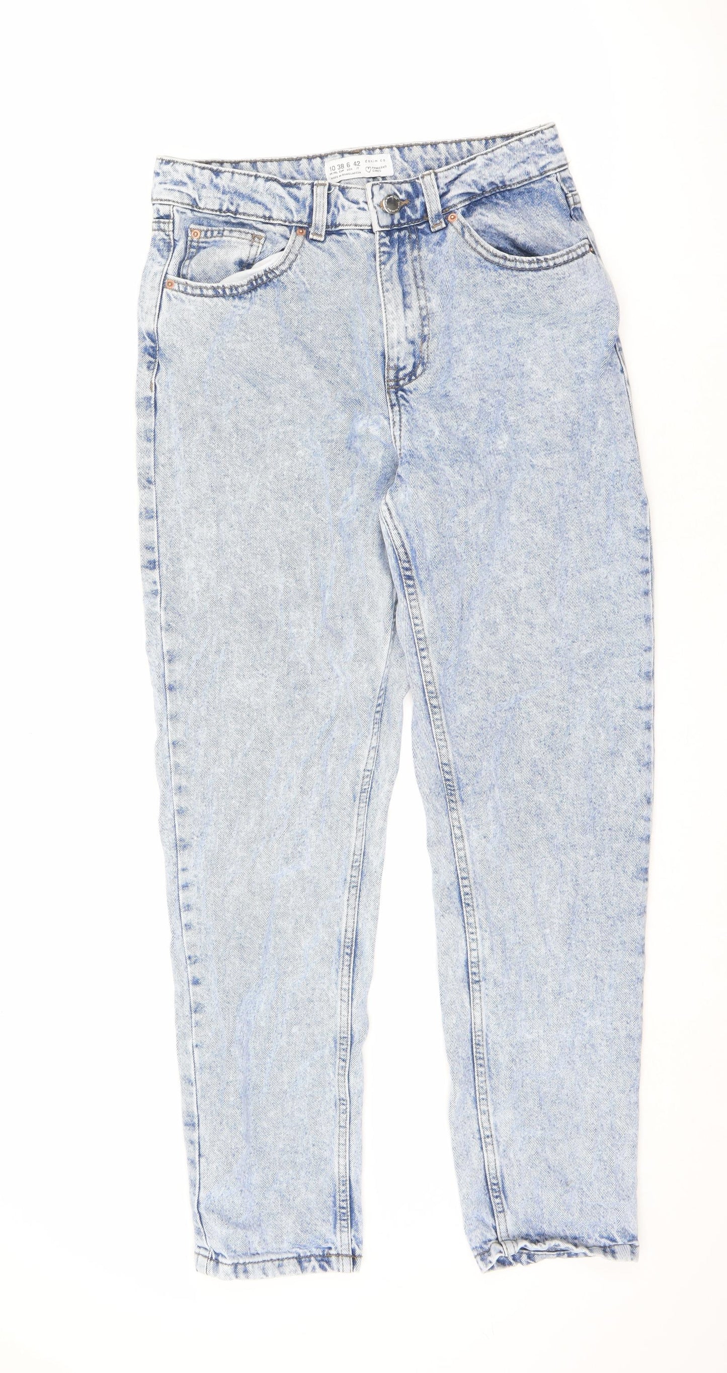 Denim & Co. Womens Blue Cotton Mom Jeans Size 10 L26 in Regular Zip