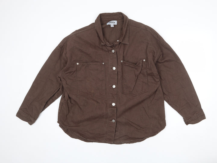 New Look Womens Brown Jacket Size 14 Button - Distressed Hem