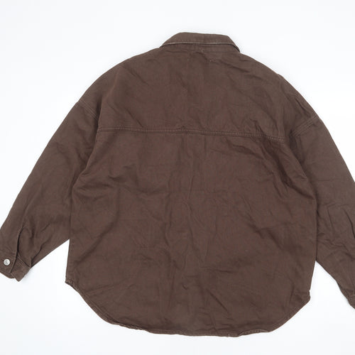New Look Womens Brown Jacket Size 14 Button - Distressed Hem