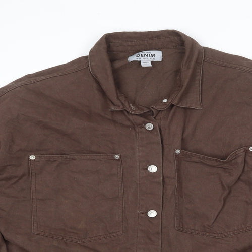 New Look Womens Brown Jacket Size 14 Button - Distressed Hem